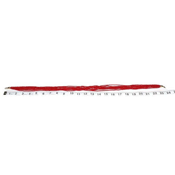 Vtg Trifari Statement Necklace Multi Strand Red Seed Beaded Intricate Layered - Picture 4 of 7